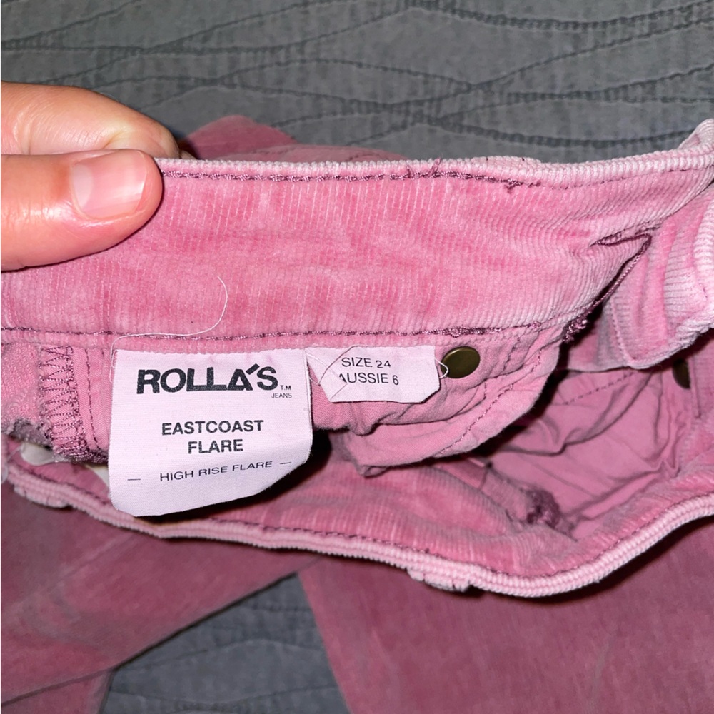 ROLLA’S Eastcoast Baby Whale Corduroy Lilac Cord High rise Flare Pants Size 24 - Picture 13 of 16